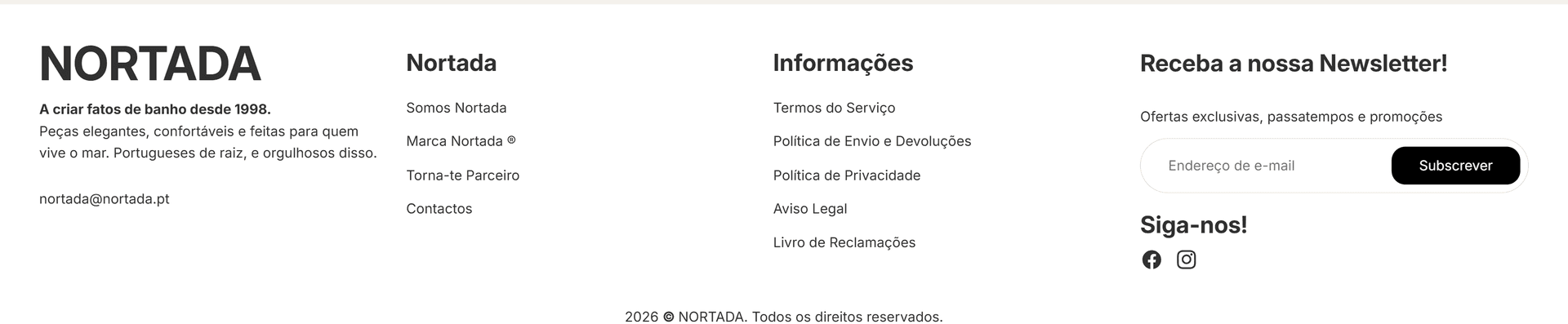 Rodapé da nova loja Nortada, reconstruído de raiz